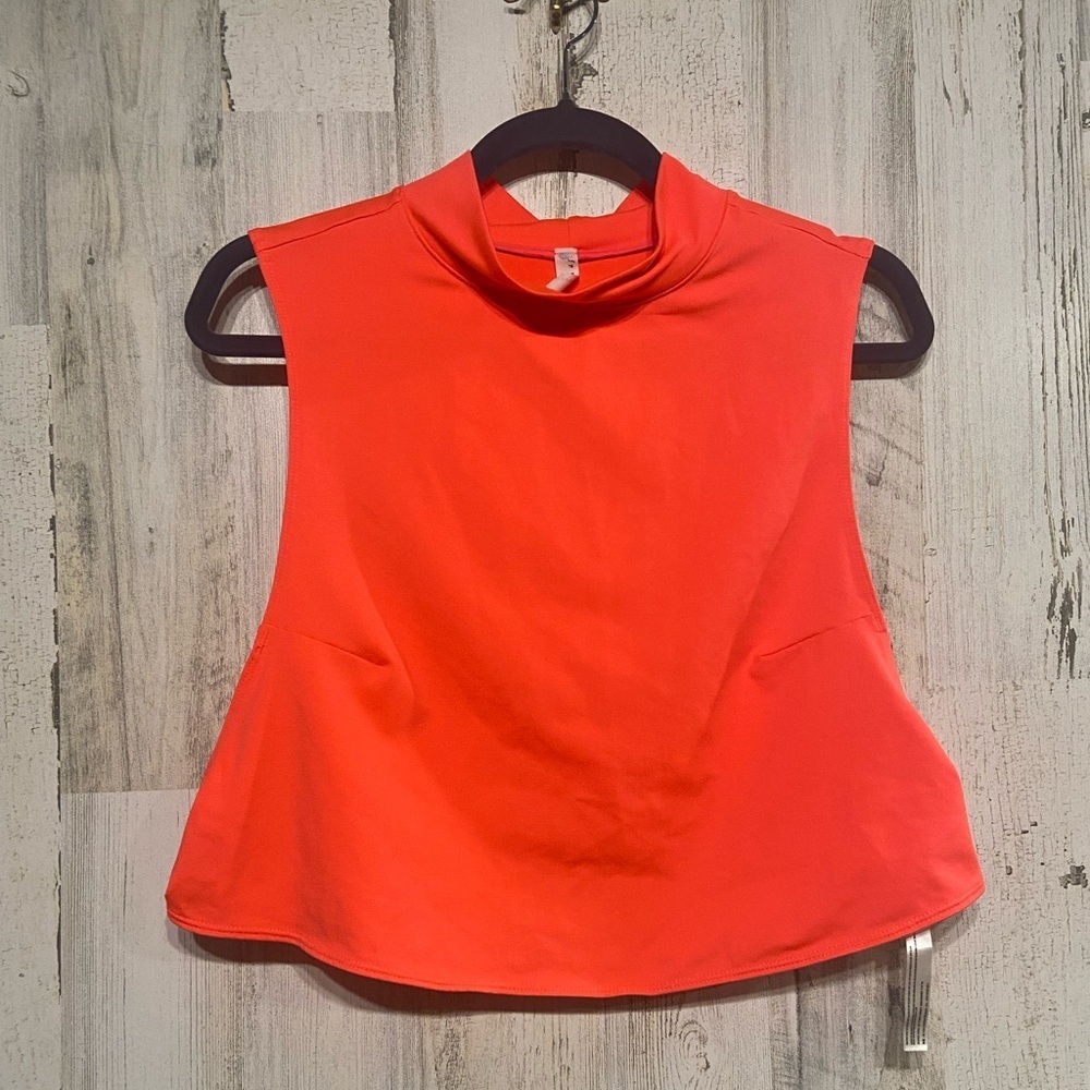 Free People Movement Hot Pink High Neck Sideless Cropped Top Large